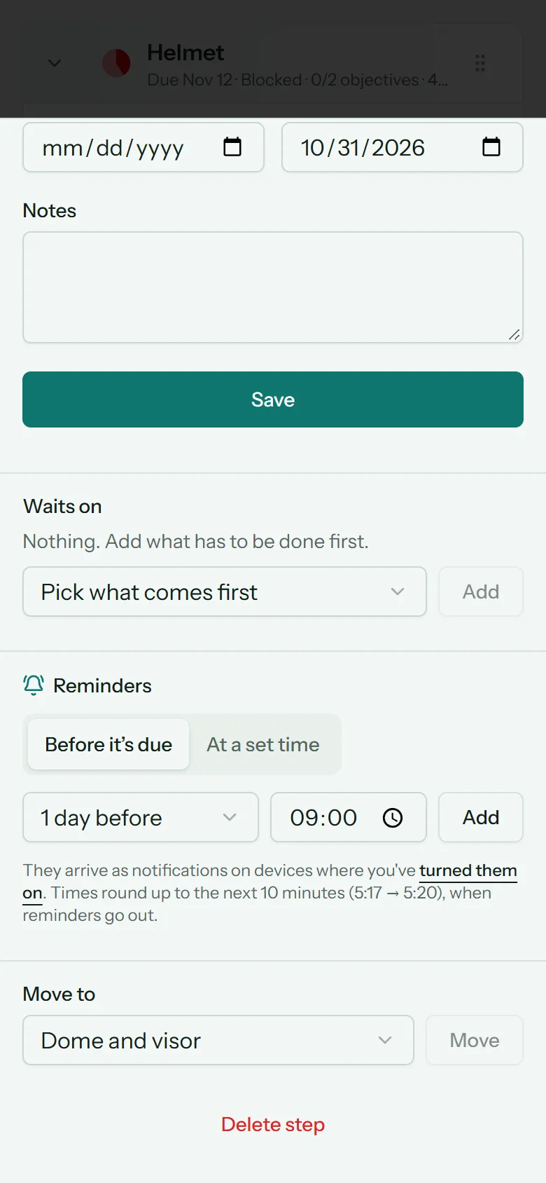 Reminders on a step